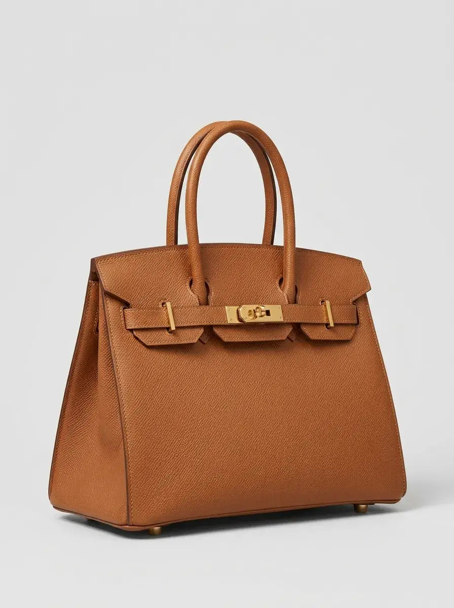 Birkin Lock Tote Bag – Gold Brown