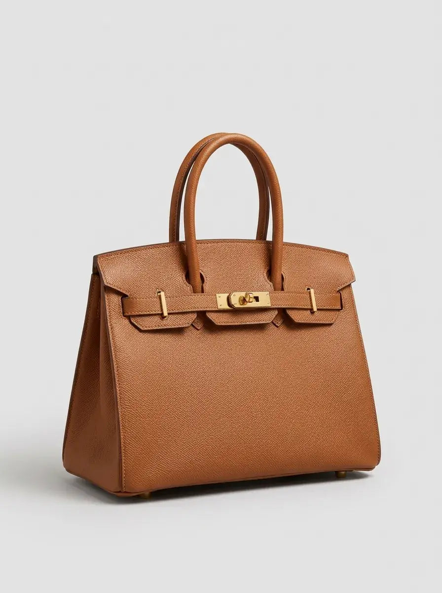 Birkin Lock Tote Bag – Gold Brown