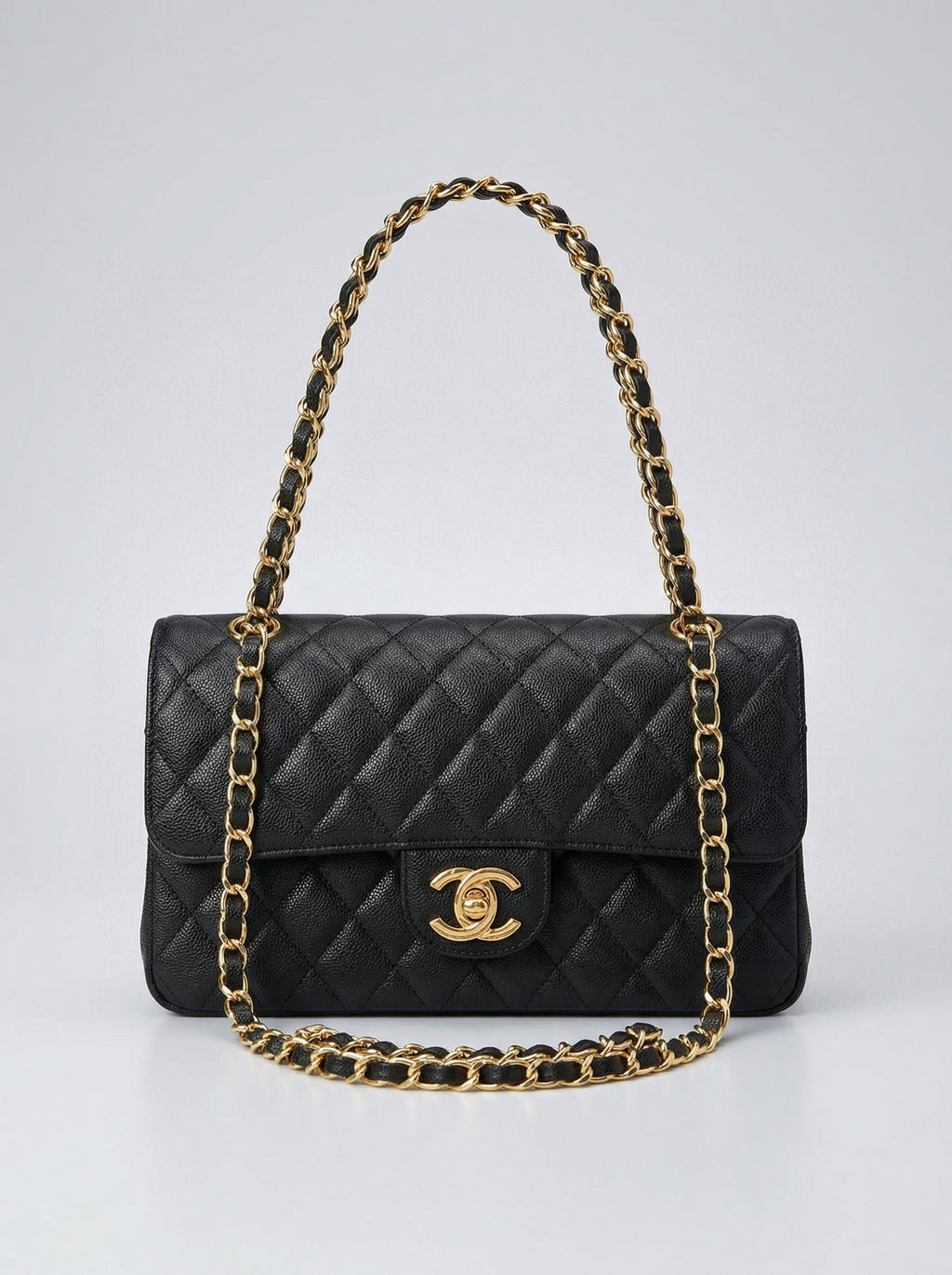 Classic Quilted Flap Bag – Black
