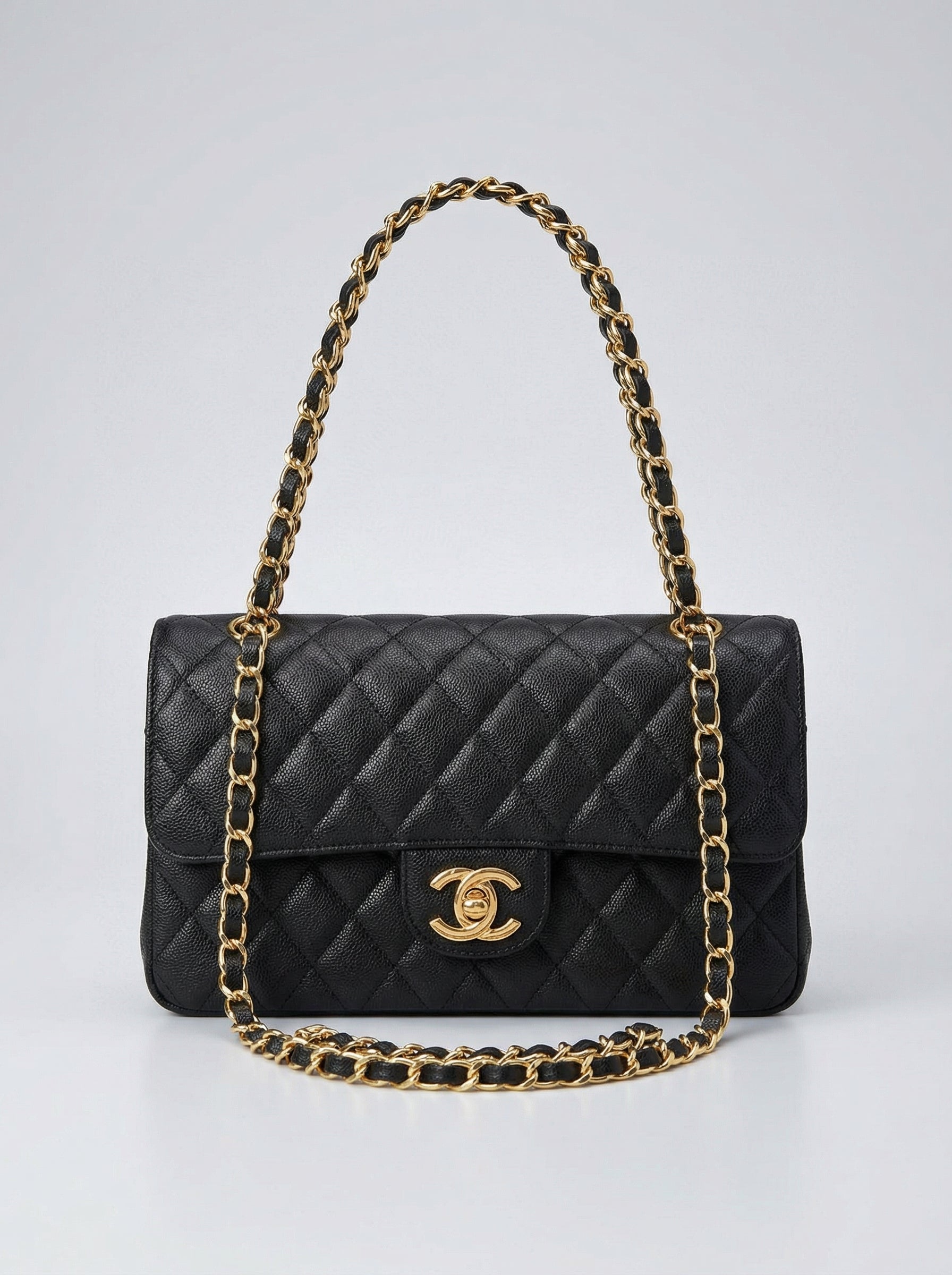 Classic Quilted Flap Bag – Black