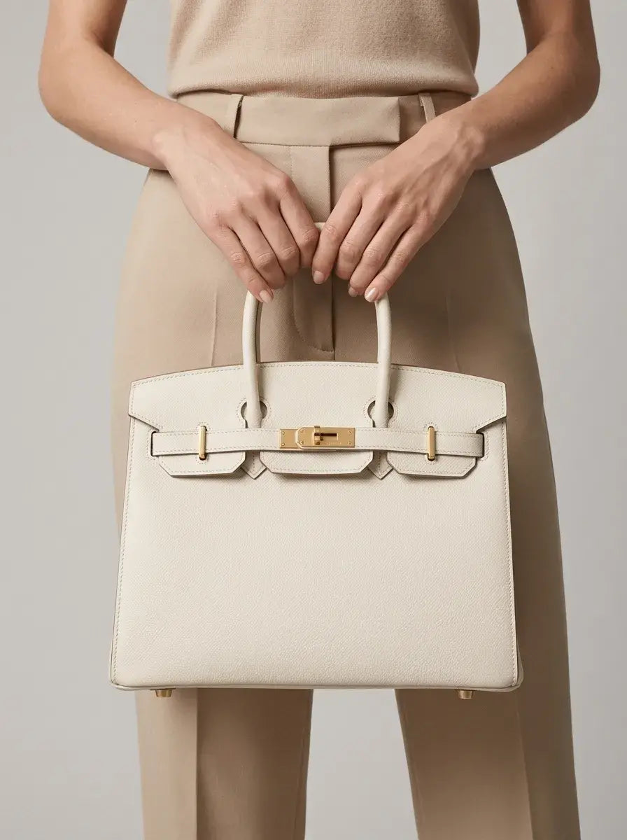 Birkin Lock Tote Bag – Craie White