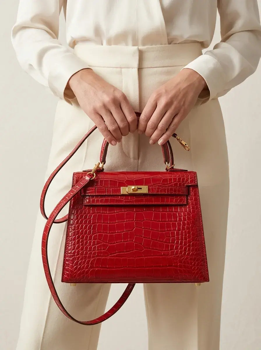 Kelly Lock Top Handle Bag – Rouge Croc