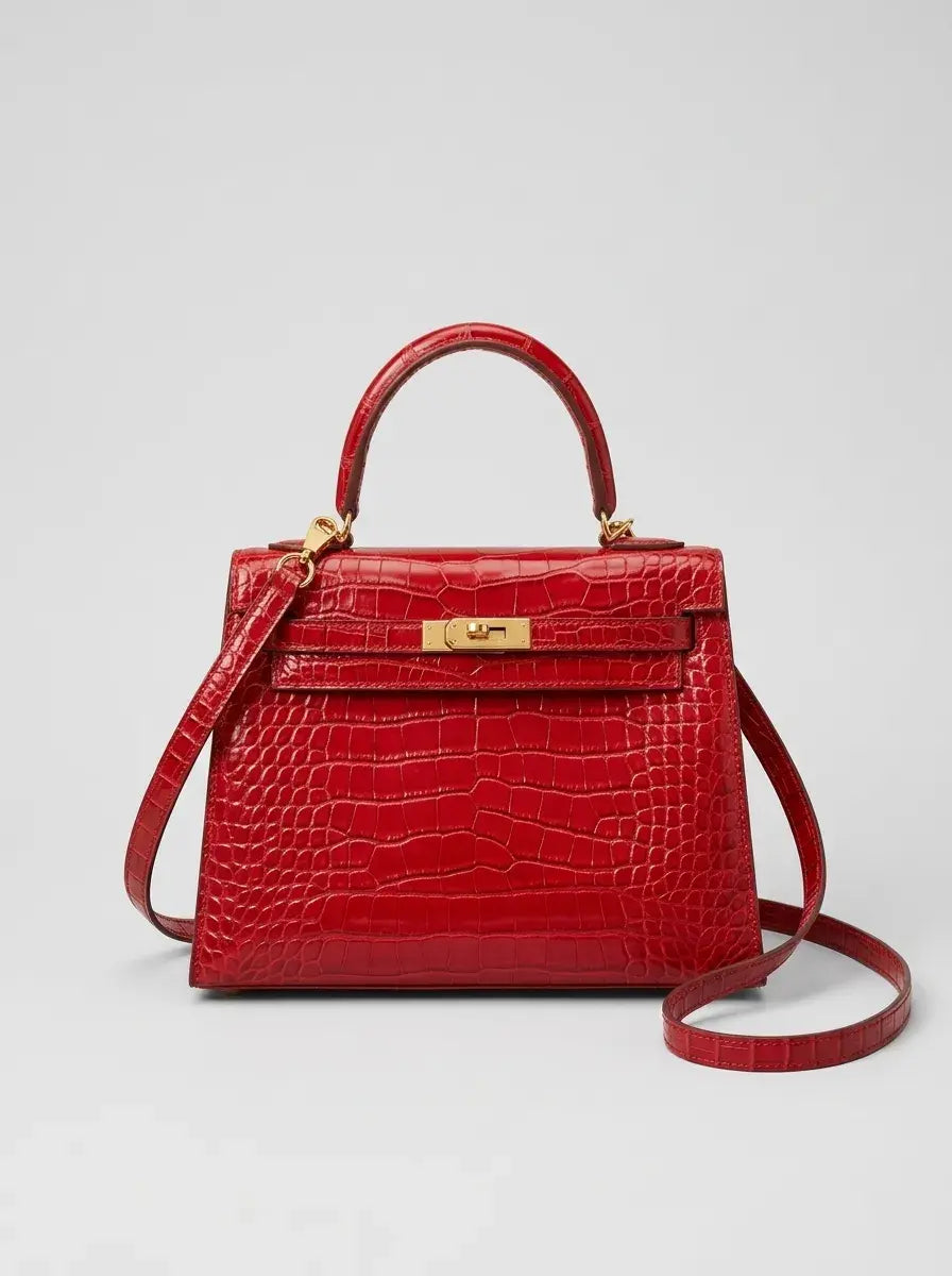 Kelly Lock Top Handle Bag – Rouge Croc