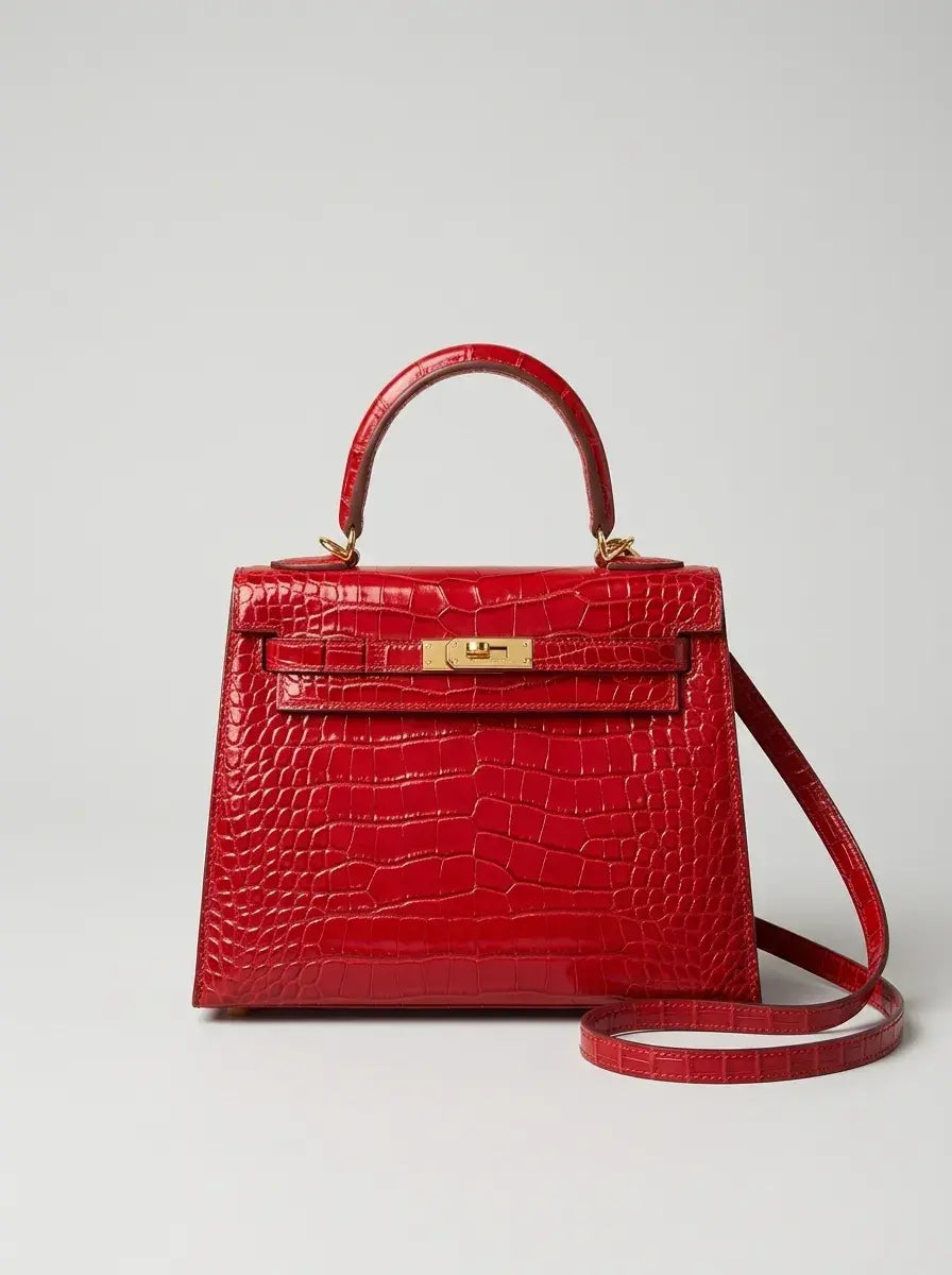Kelly Lock Top Handle Bag – Rouge Croc