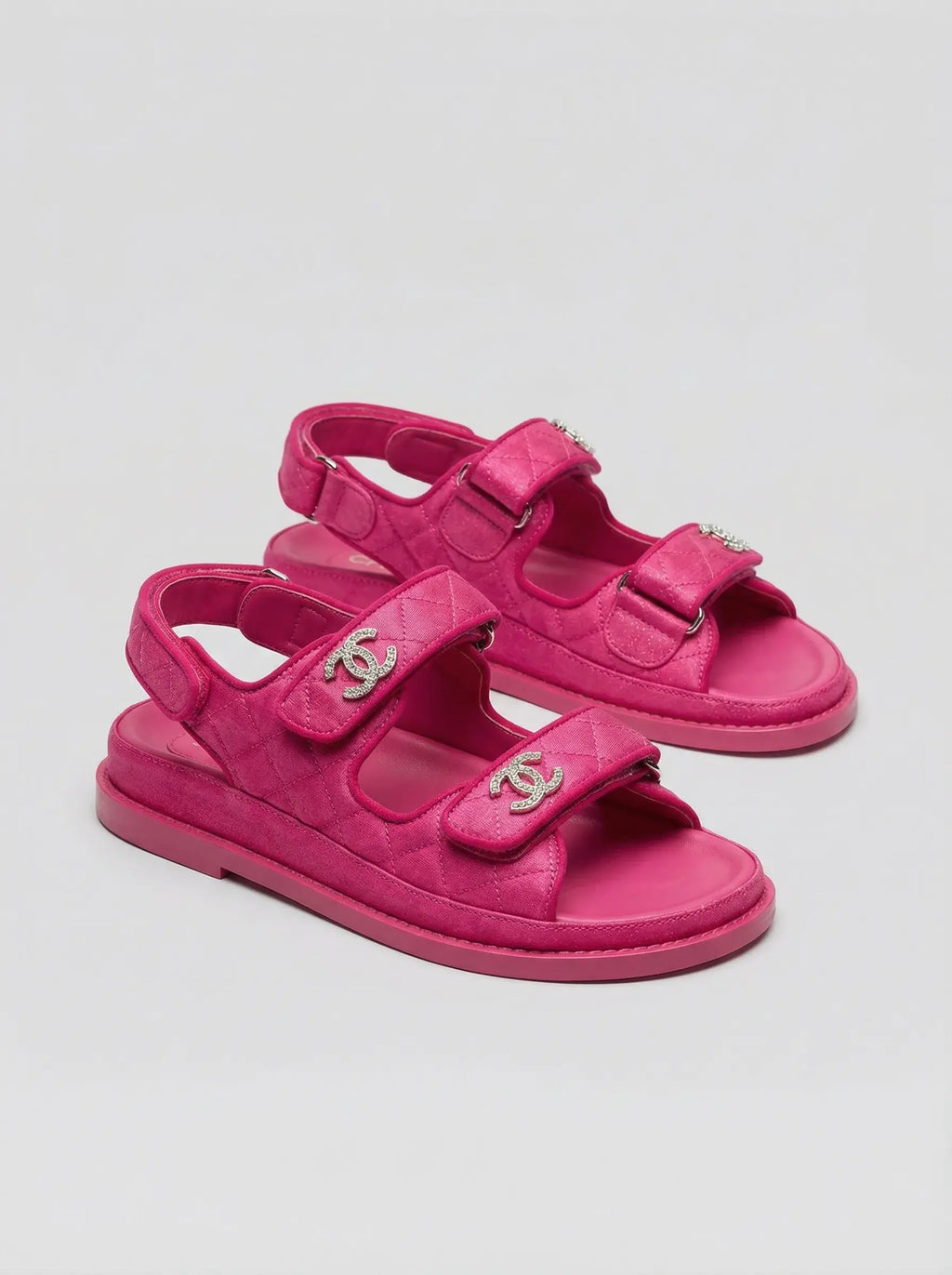 Double Quilted Strap Sandals – Fuchsia Pink