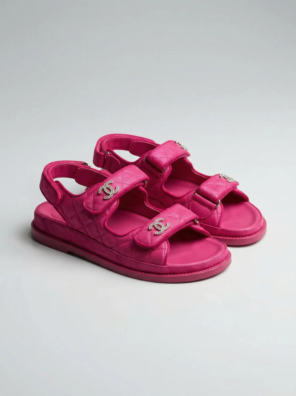 Double Quilted Strap Sandals – Fuchsia Pink