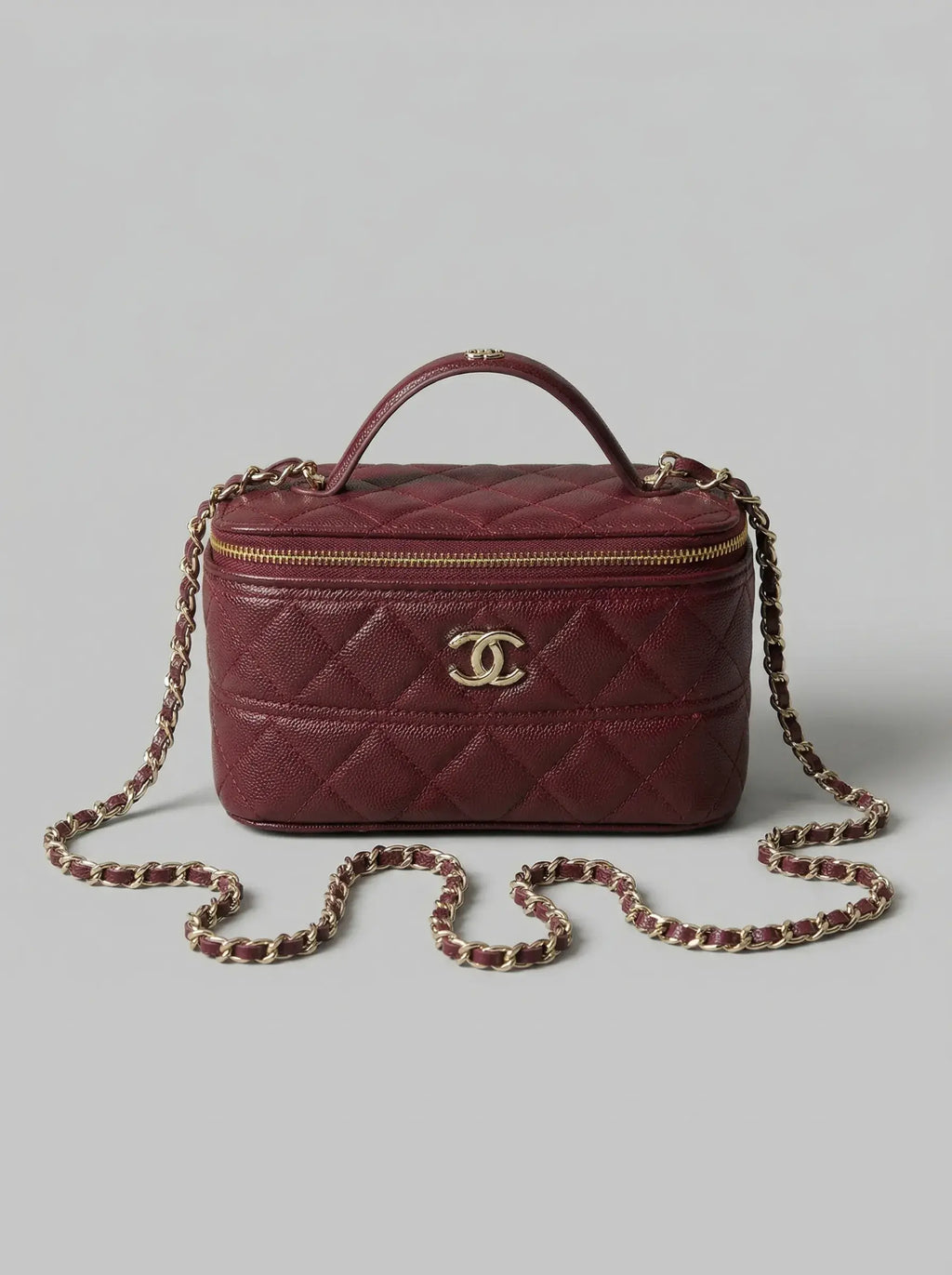 Vanity Chain Top Handle Bag – Burgundy