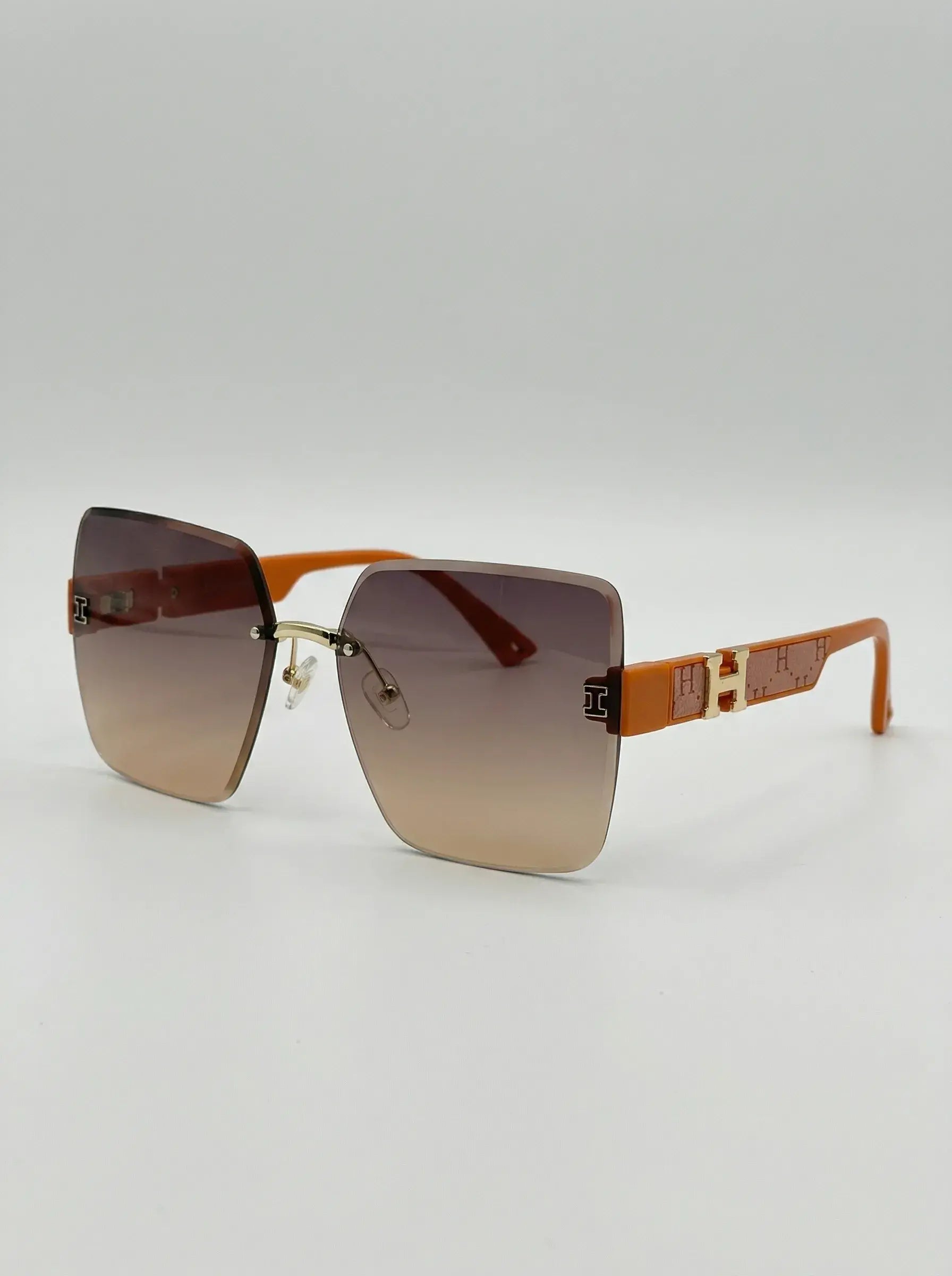 Oversized Shield Sunglasses – Gold Brown