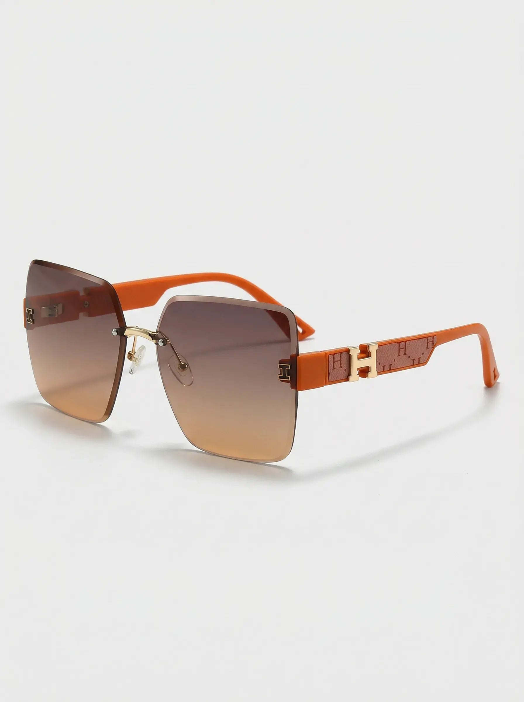 Oversized Shield Sunglasses – Gold Brown