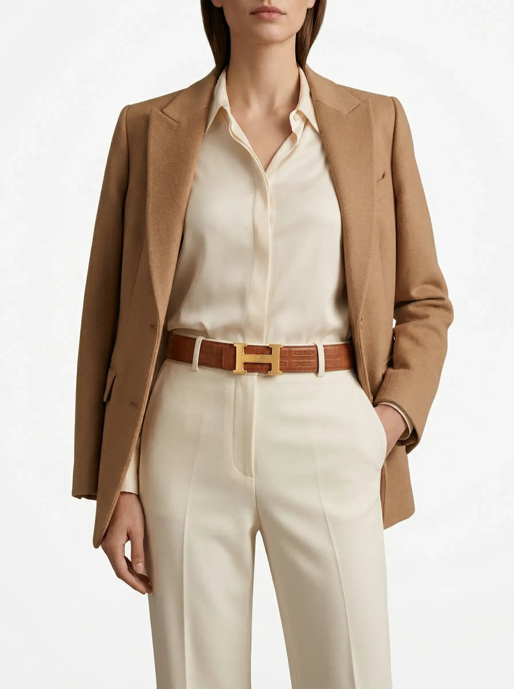 Monogram Buckle Belt – Saddle