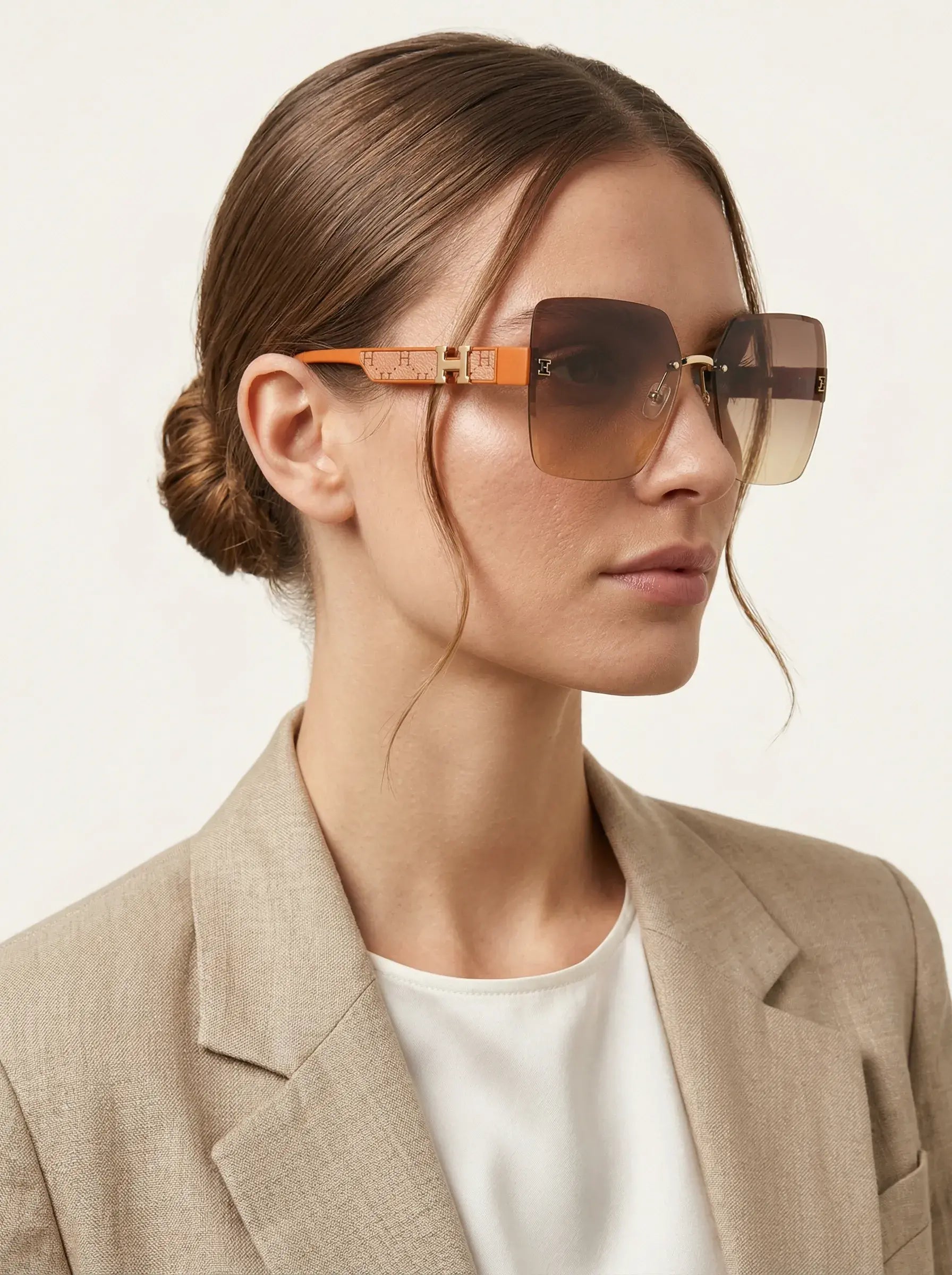 Oversized Shield Sunglasses – Gold Brown