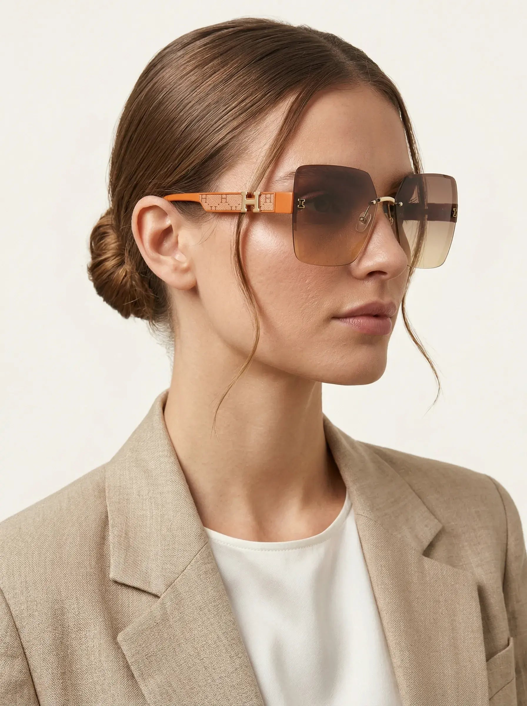 Oversized Shield Sunglasses – Gold Brown