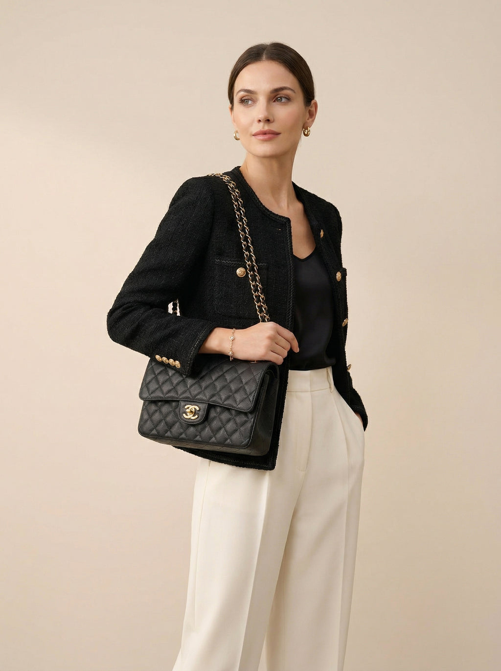 Classic Quilted Flap Bag – Black