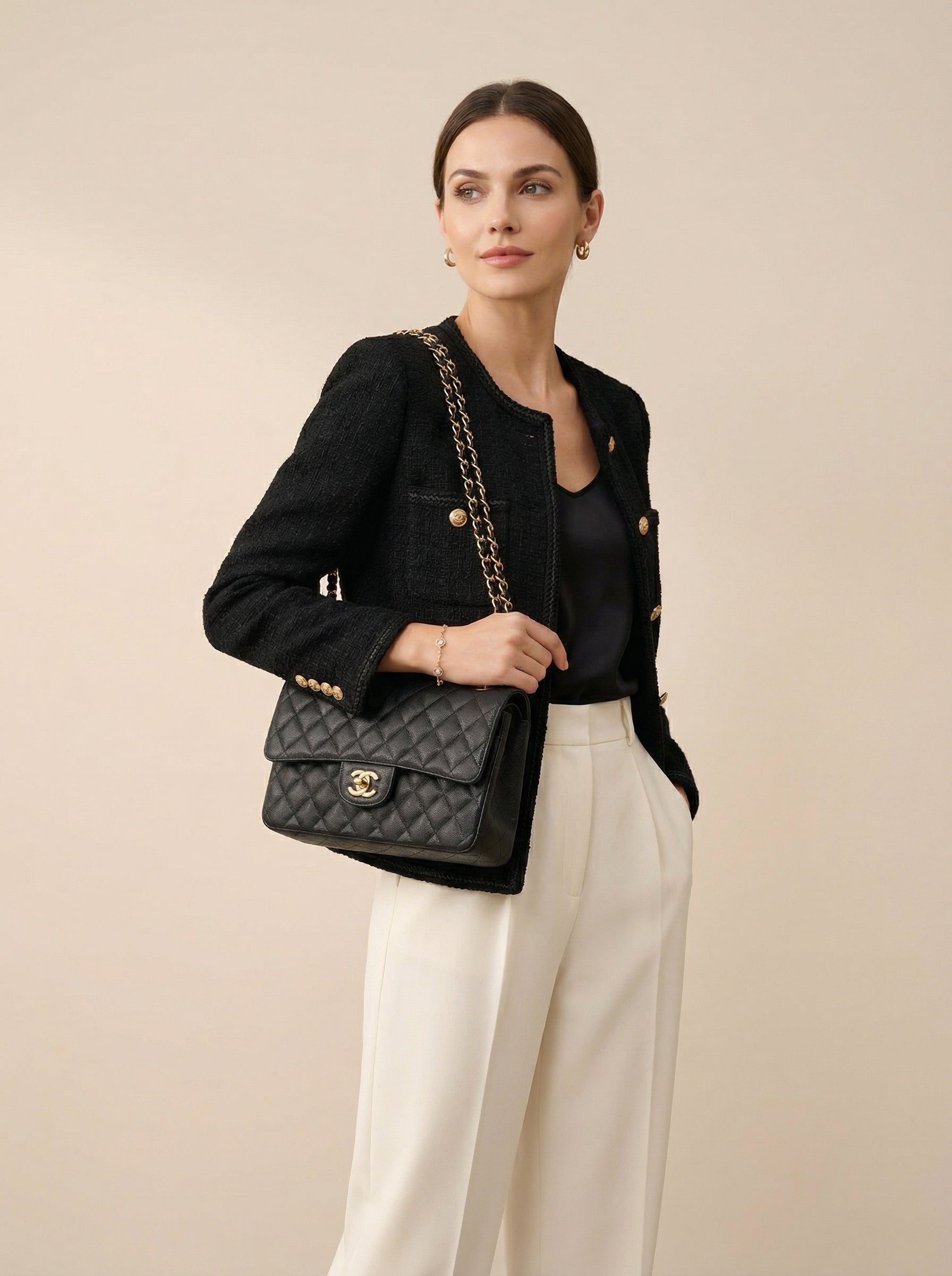 Classic Quilted Flap Bag – Black