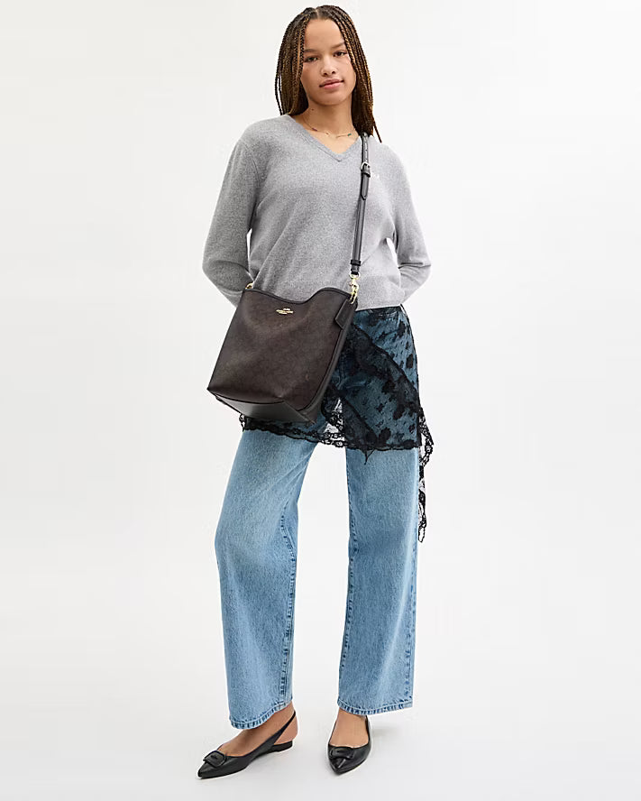 City Large Bucket Bag in Signature Canvas